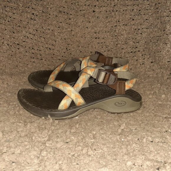 CHACO Z/1 Sandals-Braided Multicolor Geometric Neutrals-Classic-Sz 9-Excellent - Picture 3 of 8